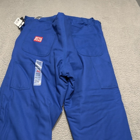 Carhartt Men's Flame-Resistant Striped Duck Bib Overall Unlined Blue Work 34x32 - Picture 7 of 9